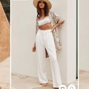 Jaxon White Wide Leg Trousers - 12th Tribe - LARGE